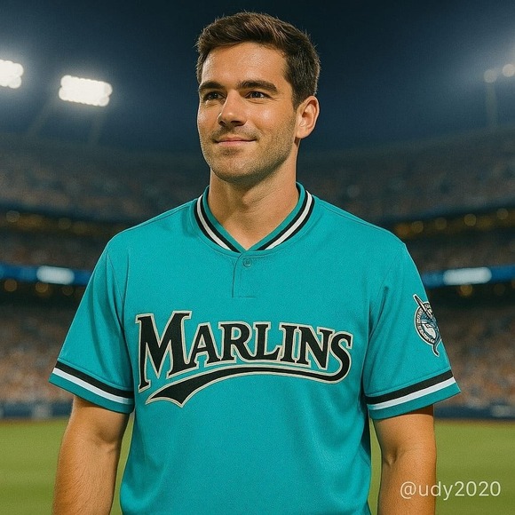 MLB Mitchell & Ness Florida Marlins Jersey Size M Original Old Logo Nwot - Picture 1 of 8